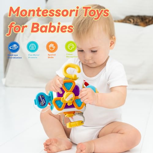Image of Busy Cube for Toddlers 2-3, Montessori Sensory Activities Busy Board Baby Gifts Infant Boys Girls Travel Toys Educational Learning