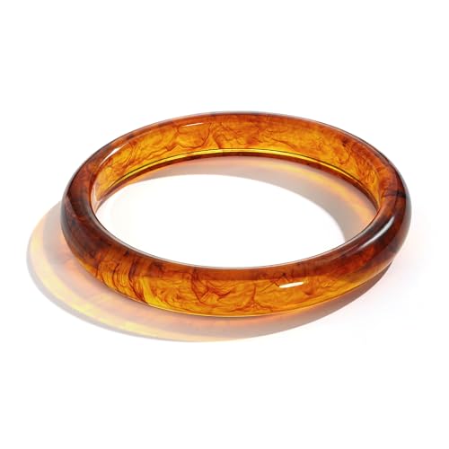 WOWORAMA Thin Acrylic Resin Bangles Bracelet for Women Dainty Round Acrylic Bracelets Cream White Tortoise Acetate Resin Bangles Simple Plastic Bracelet Jewelry
