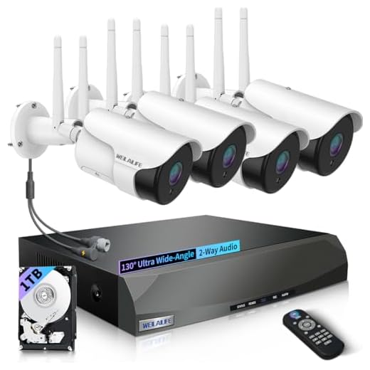 【2-Way Audio & 2-Antenna Enhance】 HD 3.0Megapixel Outdoor Wireless Security Camera System, WiFi Surveillance Camera System, 5.0MP 4-Cams 10 Channel Waterproof Home Video Surveillance
