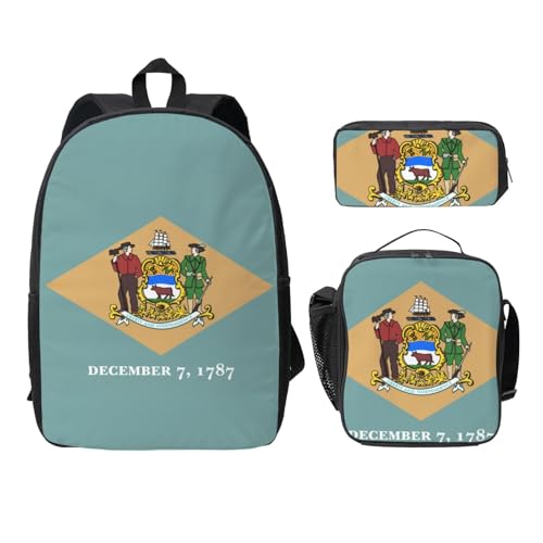 Sac à dos Delaware 3 pièces avec boîte à déjeuner et trousse d'école pour élève