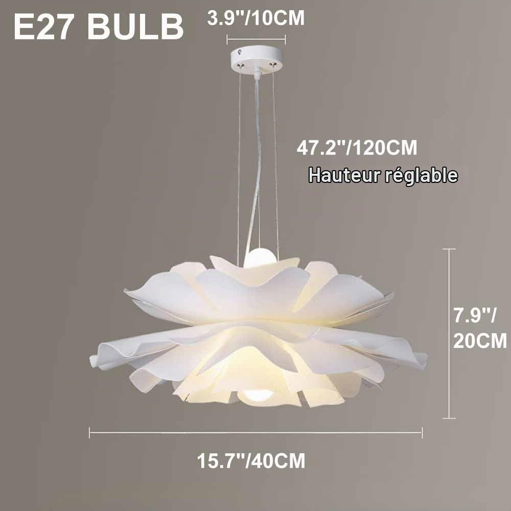 TRIVIDHA Lampe Suspendue Blanche Nordique Avec Forme De Fleur, Lustre Créatif En Acrylique, Design Artistique, Chambre À Coucher, Lampe Suspendue À Hauteur Réglable Pour Salon, Restaurant, Couloir, Ca