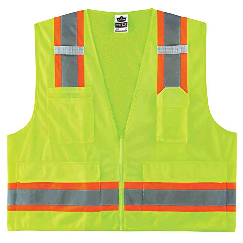 Ergodyne Unisex Two-Tone Class 2 Two Tone Surveyors Vest, Lime, 4X-Large-5X-Large Us #TOP17