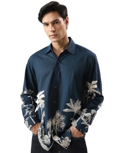 Image of Pinkmint Men Printed Cambric Cotton Shirt |Stylish Designer| Lightweight Summer Wear| Regular Fit Shirt for Men (Available in Plus Size)
