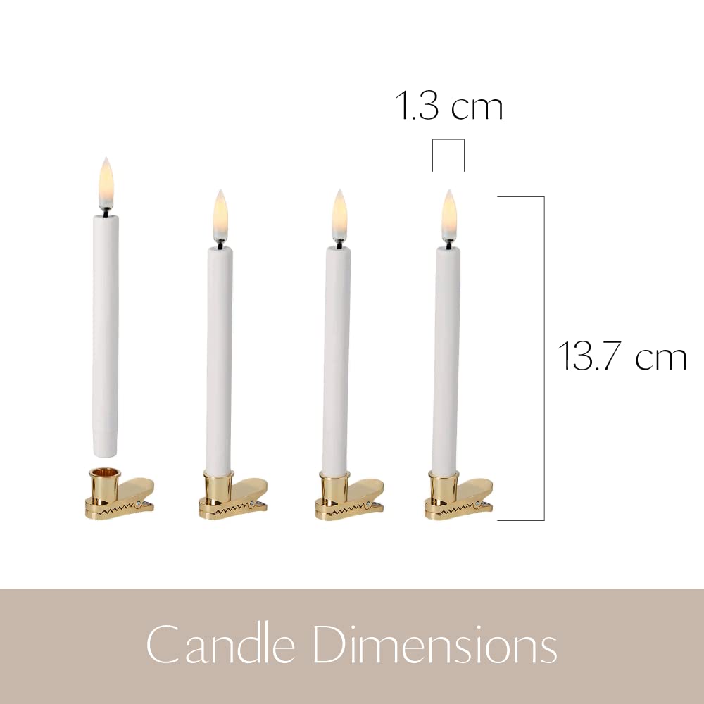 UYUNI Lighting LED mini świece prętowe, zestaw 4 sztuk, 1,3 x 13 cm, białe