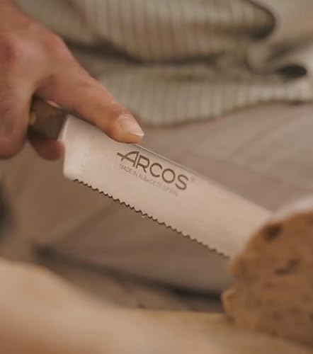 Miniatura 8 de Arcos Cuchillo Para Pan Con Hoja Acero Inoxidable Nitrum 200 Mm. Obtenga Una Gran Variedad Cortes Parau Comida. Cuchillo Ideal Para Uso Doméstico Diario. Serie Nordika. Color Marrón.