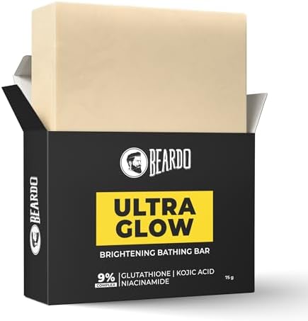 Beardo Ultraglow Brightening Bathing Bar | 9% complex glutathione, niacinamide & kojic acid | Skin Brightening Soap | Whitening Soap for men | Dermatologically Tested | 75g X Pack of 1