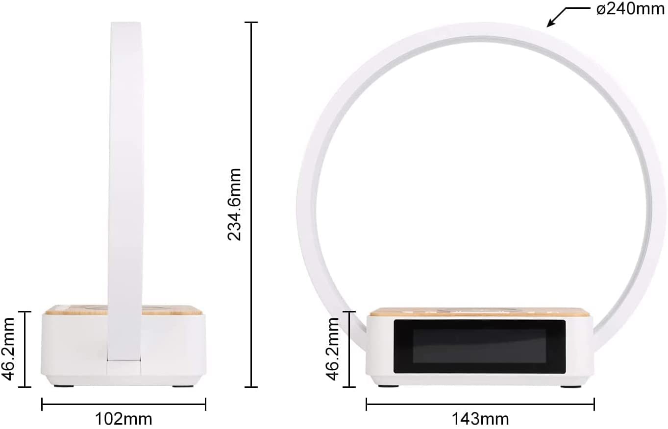 blonbar Lampada Da Comodino Con Caricabatterie Wireless Da 10 W, Luce Sveglia Con Controllo Touch Dimmerabile, Caricabatterie Wireless, 3 Livelli Di Luminosità Per Soggiorno Camera Da Letto