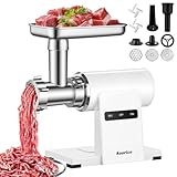 Kourice Meat Grinder, Electric Meat Grinder with Sausage Stuffer Maker & Kubbe Kit, Metal-Body Meat Mincer with 3 Stainless Steel Grinding Plates & 2 Blades for Home Kitchen Using