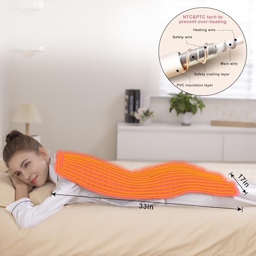 Image of Heating Pad Electric Heat Pad, Hot Heated Pad,Multiple Temp and Timer Settings,Suitable for Shoulders, Neck, arms, Abdomen, Back, Legs, etc. (Light Pink, 33 inchX17 inch)
