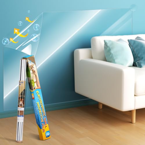 Image of Clear Wall Protector Electrostatic Wall Protector Film 23.6inX32.8ft | Clear Contact Paper, Static Cling Film No Glue, Wall Protector For Splash Guard Kitchen Backsplash