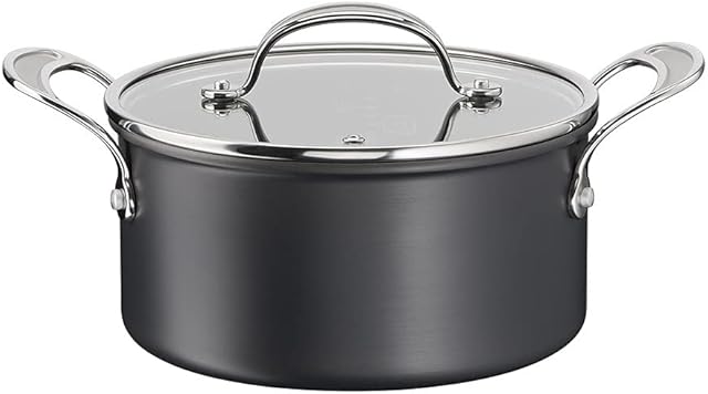 Tefal Jamie Oliver Cooks Classics Stewpot, 24cm, Non-Stick, Oven-Safe, Induction, Glass Lid, Riveted Handle, Hard Anodised Aluminium, H9124644