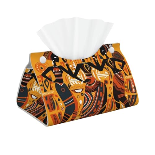 YPPAHHHH Funda larga para caja de pañuelos, africana, negra, étnica, rectangular, de piel sintética, para oficina, cocina, coche, baño, organizador de papel facial, dispensador