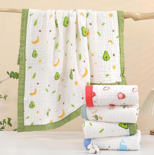 Image of Muslin Quilt Baby Blankets 43 * 43in, Neutral Toddler Cooton Swaddle Blanket, Soft Receiving Blankets for Unisex Baby Girl Boy,Cobijas para Bebe, Newborn Nuilt Crib