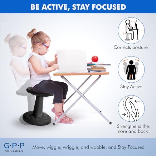 Image of Gpack-pro Kids Wobble Stool 2-Pack - Improves Focus Attention - Non-Slip Base - Wiggle Chair Active Flexible Seating for Preschool Kindergarten Elementary School Party 15.3-Inch High (Black)