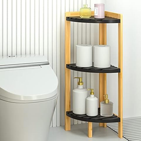 Corner Shelf Stand Corner Shelf Stand 3 Tier - Corner Stand for Corner Display and Storage in Bathroom, Living Room, Bedroom (Black) Cover