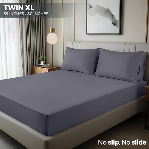 Image of Utopia Bedding Twin XL Fitted Sheets - Bulk Pack of 2 Bottom Sheets - Soft Brushed Microfiber - Deep Pockets - Shrinkage & Fade Resistant - Easy Care (Twin XL, Grey)
