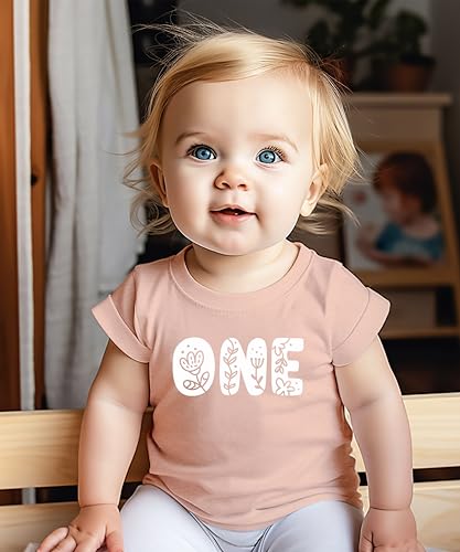 Image of Floral Numbers Ages 1-7 Birthday Girl Shirt for Baby & Toddler Youth Girls