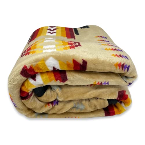 Nu Trendz Signature Southwest Design (Navajo Print) Sherpa Lined Throw 16112 Camel (Tan) #TOP1