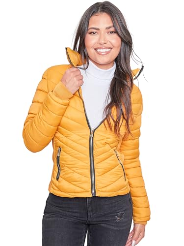 YMI Women's Junior Full Length Puffer Jacket with Detachable Sherpa Hood