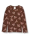 Müsli by Green Cotton Baby - Mädchen Flora Puff L/S T-Shirt, Bark/Cabernet/Nightingale, 56 EU