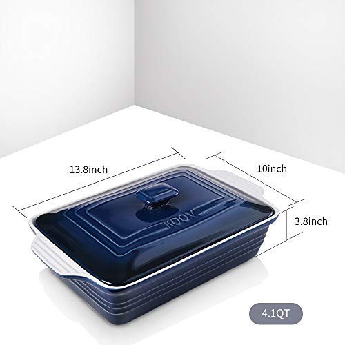 Koov Ceramic Casserole Dish With Lid, Covered Rectangular Casserole Dish Set, Lasagna Pans With Lid For Cooking, Baking Dish With Lid For Dinner, 9 X 13 Inches, Gradient Series (Gradient Blue) #TOP2