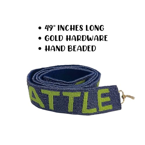 Seattle Blue Beaded Purse Strap Green Letters 49” Length Pro Football Stadium Approved Clear Bag Sea Hawks Gold Hardware Sports Division West4