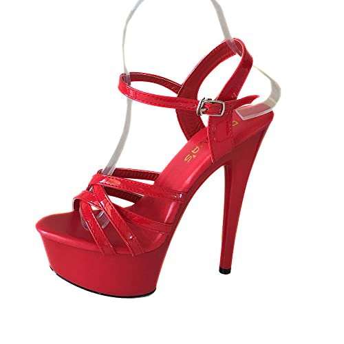 Women's Patent 6in Very High Heel Platform Pole Dance Stiletto Sandal