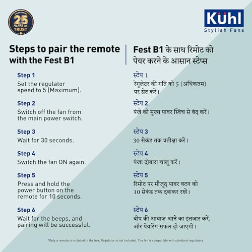 Image of KUHL Fest B1 1200mm BEE 5-Star BLDC Ceiling Fan | 28W Energy Saving (Up to 65%) | High Airflow & Low Noise | Remote as well as Regulator Operated | 5 Year Motor Warranty | ISI Marked (Silver Mist)