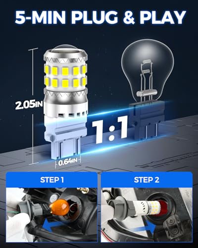 Image of Marsauto Upgraded 3157 3156 LED Reverse Light Bulbs, Tail Backup Parking DRL Brake Light with Projector for 3047 3457 3056 3057 Bulbs Replacement, 500% Brighter 27-SMD Xenon White 6000K Pack of 2