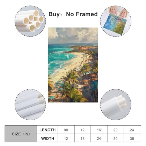 Cuadro en lienzo de playa 50x75cm para decorar un dormitorio moderno 2