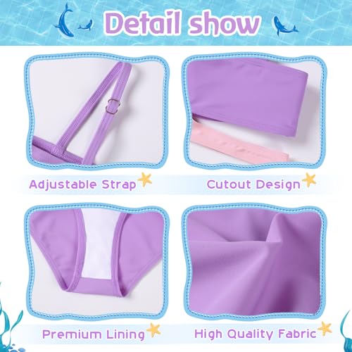 Image of Girls 2 Piece Bathing Suits Kids Color-Blocking High Waist Bikini Set Teen Swimsuit Beach Swimwear for 3-16 Years