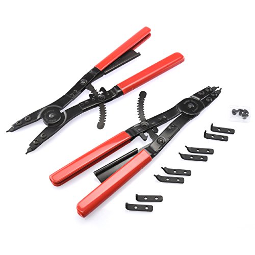 Image of Neiko 02130A Heavy Duty 16 inch Snap Ring Plier Set, 2 Piece, External and Internal Pliers, Straight, 45, 90 Tips