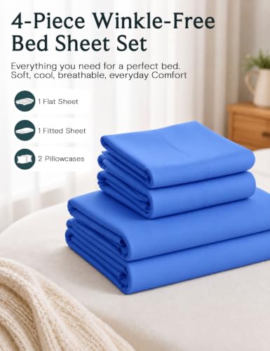 Image of Queen Size Sheet Set, Cooling & Soft Deep Pocket Bed Sheets, 4PC