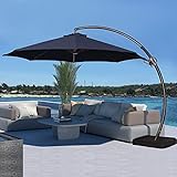 JEAREY 11FT Curvy Cantilever Patio Umbrellas Large Outdoor Heavy Duty Offset Hanging Umbrella with Base for Swimming Pool, Garden, Porch, Deck, Lawn, Backyard and Market