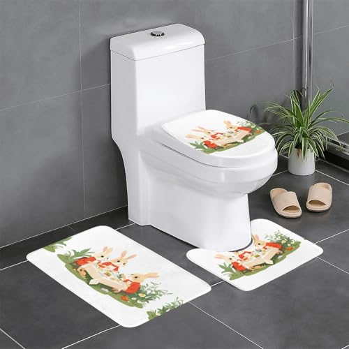 Alfombrillas de baño rectangulares y ovaladas juego de 3 piezas 2