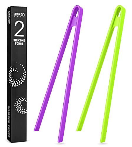 2-Piece Silicone Trivet & Tongs, 11.8 Inch, Non-Stick, Heat Resistant, BBQ & Grilling, Green & Purple
