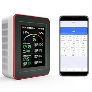 Professioneller 15-in-1 Luftqualitätsmessgerät mit App – CO₂-Messgerät/CO₂-Sensor, Feinstaubmessgerät PM2.5/PM10, VOC-Messgerät, Luftqualitätsmonitor mit Dual-Chip & Echtzeit-AQI-Warnungen