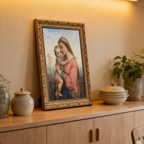 Poster Madonna et l'enfant Franz Russ sur toile premium imprimée avec cadre en bois - 6