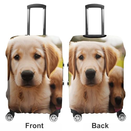 Travel Luggage Cover Protectors Elastic Anti-scratch Suitcase Cover Washable Luggage Sleeve Cute Golden Retriever Puppy Suitcase Cover Protector Fit 18-32 Inch Suitcases Travel Accessories M3