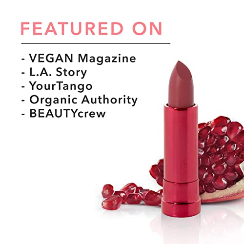 100% Pure Pomegranate Oil Anti-Aging Lipstick Long Lasting, Vibrant Makeup - Moisturizing Cocoa Butter Satin Finish - Vegan Fruit Pigmented Clover Color (Deep Neutral Pink Nude) - 0.15 Oz #TOP7