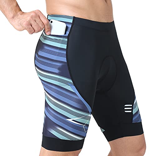 Sportneer Mens Cycling Shorts with Pockets Gel Padded Motorcycle Road Bike Riding Bicycle MTB Cycle Shorts Green