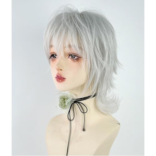 Perruque blanche courte 30cm moelleuse pour changer de style à Halloween - 5