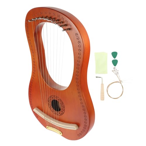 FUNOMOCYA Ancient Style Lyre Harp 10 Strings Handheld Comfortable Edges Warm Tones for Music Lovers for Friends Random