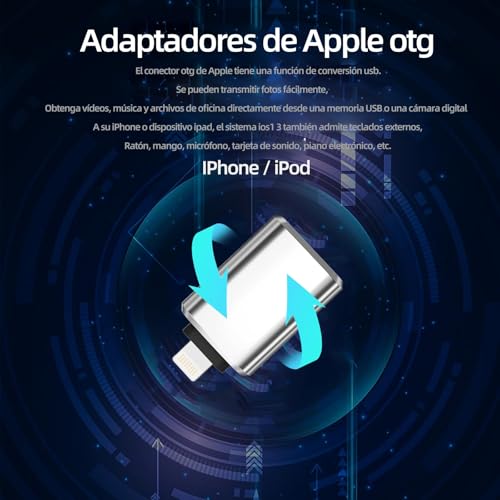 Adaptador Lightning a USB Jack para Apple iPhone 14 13 12 11 Pro MAX 7 8 Plus X para iPad Mini Air Conector Cable OTG Conversor Conversor Teclado Ratón Clave Accesorios Pendrive Lectorlector Tarjetas - imagen 2