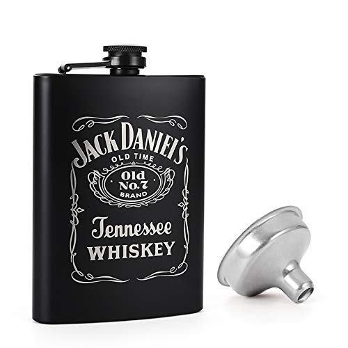 KWANITHINK Flask for Liquor, Stainless Steel Hip Flask for Men with Funnel, Whiskey Flask 8 oz, Ideal Thanksgiving Christmas Gift for Dad Boyfriend