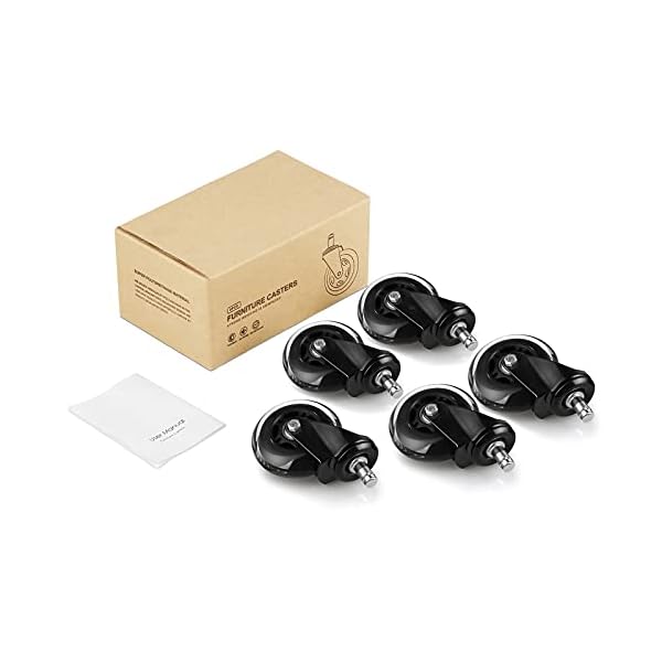 5er Set Bürostuhl Rollen 11x 22mm Hartbodenrollen für Bürostuhl, Schreibtischstuhl, ruhig & kratzerfrei 200kg, 360°R?der… – Bild 10