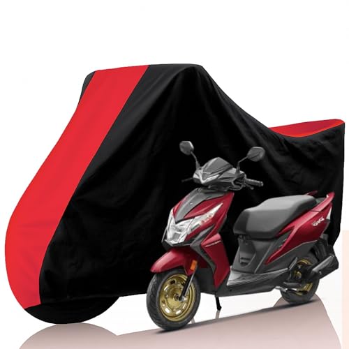 Image of All Weather Protection Two Wheeler Cover for Honda Dio, Scooter & Scooty | Anti Dust, 100% Water Resistance, Heat Resistant, UV Proof - Triple Stitched | (Black Top Red)