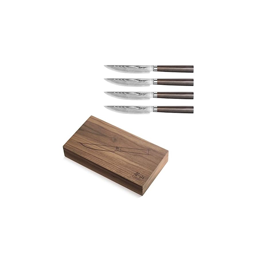 Cangshan-HAKU-Series-4-Piece-Fine-Edge-Steak-Knife-Set-with-Walnut-Box-Forged-X-7-Damascus-Steel-501141 Cangshan HAKU Series 4-Piece Fine-Edge Steak Knife Set with Walnut Box, Forged X-7 Damascus Steel, 501141