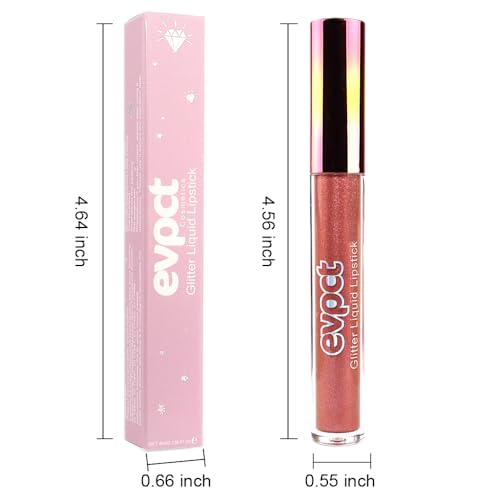 Image of evpct 1Pcs Bronze Gold Matte to Glitter Liquid Lipstick Lip Set Kit, Long Lasting Matte Diamond Glitter Lip Gloss Waterproof, Colorful Sparkly Glossy Metallic Shimmer Sparkle Lipstick for Women 05#