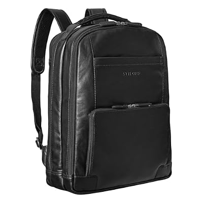 STILORD Harlow Zaino XL in Pelle Maschile | Business per Laptop 15-17 Pollici | Porta PC da Lavoro con Sistema di Attacco al Carrello | Vera Pelle, Nero
